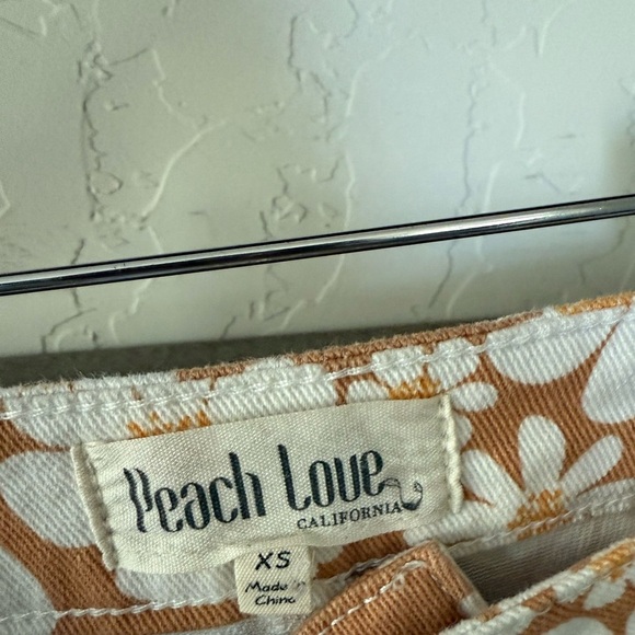 Peach Love California|Boho floral print wide leg bell bottom jeans,neutral tan • - Picture 10 of 15